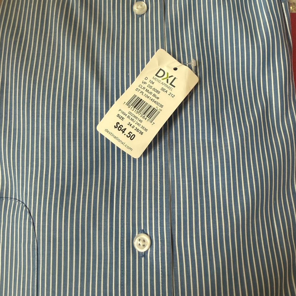 DXL Size 6 Blue Striped Men's Shirt - Picture 8 of 15
